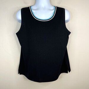 Exclusively Misook Womens Sleeveless Top Size XL Black Blue‎ Trim Shell Tank